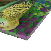 Budgerigarparakeet-Papageien im Farn-Schneidebrett Schneidebrett (Ecke)