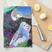 Budgerigars im Farn-Geschirrtuch Geschirrtuch (Viertel Falte)