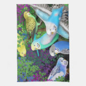 Budgerigars im Farn-Geschirrtuch Geschirrtuch (Vertikal)