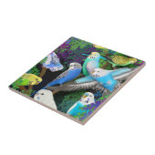 Budgerigars in der Farn-Fliese Fliese (Seite)