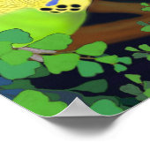 Budgerigars in Ferns Poster (Ecke)