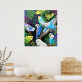 Budgerigars in Ferns Poster (Küche)
