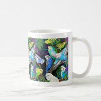 Budgerigars und Farn-Tasse