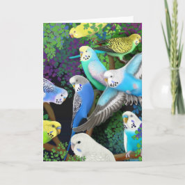 Budgerigars und Fernskarte Karte