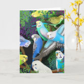 Budgerigars und Fernskarte Karte (Gelbe Blume)