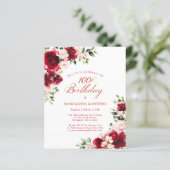 BUDGET 100th Birthday Red Pink Rose Invitation (Stehend Vorderseite)