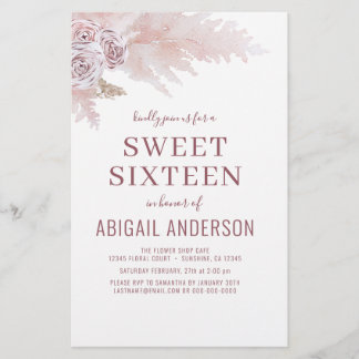 Budget 16 . Geburtstag Boho Chic Einladung zum Geb Flyer