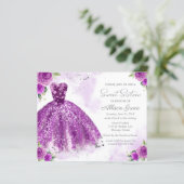 Budget 16 . Geburtstag Einladung Silver Lila Gown (Stehend Vorderseite)
