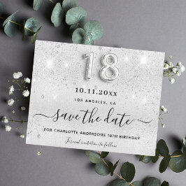 Budget 18. Geburtstag Silber Glitzer Save the Date
