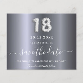 Budget 18. Geburtstag Silbermetall Save the Date