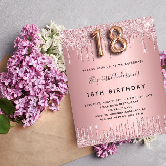 Budget 18th Birthday pink dusty rose glitter pink