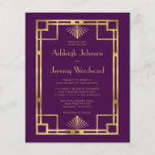 Budget 1920er Jahre Vintager Deko Lila Goldhochzei (Vorderseite)