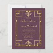 Budget 1920er Vintager Deko Burgundy GoldWedding (Vorderseite)