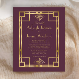 Budget 1920er Vintager Deko Burgundy GoldWedding