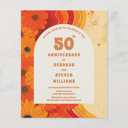 Budget 1970er 50er Jahre Einladung zum Hochzeitsta (Vorderseite)