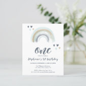 Budget 1 Birthday Blue Boho Rainbow (Stehend Vorderseite)