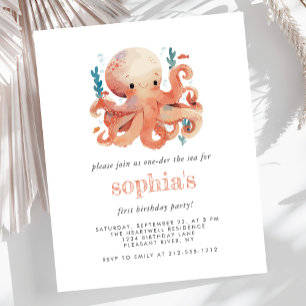Budget 1. Geburtstag Süße Wasserfarbe-Oktopus-Einl