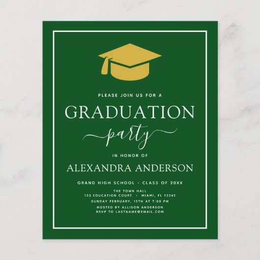 Budget 2022 Graduation Party Green Gold (Vorderseite)