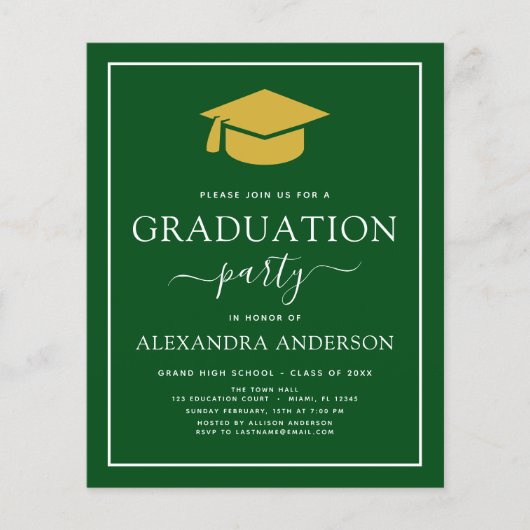 Budget 2022 Graduation Party Green Gold Flyer (Vorne)