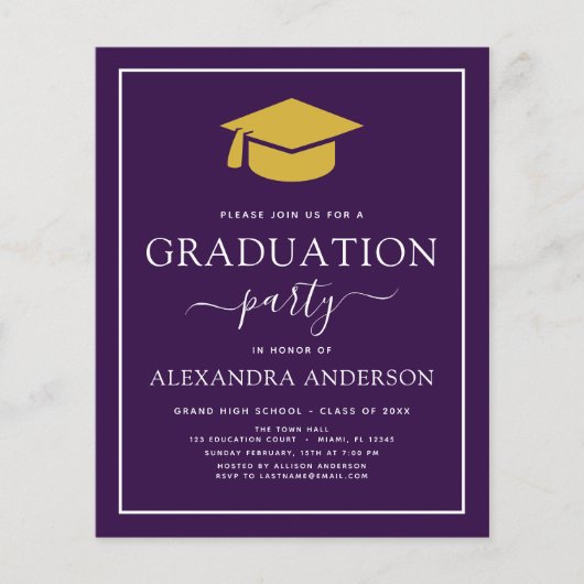 Budget 2022 Graduation Party Lila Gold Flyer (Vorne)