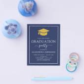 Budget 2022 Graduation Party Navy Blue Gold Flyer (Einzeln)