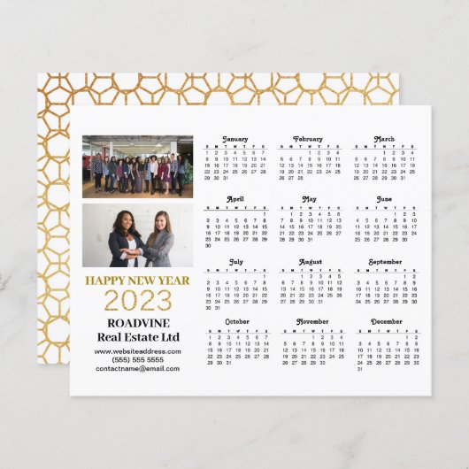 Budget 2023 Business Modern Script Calendar Card (Vorne/Hinten)