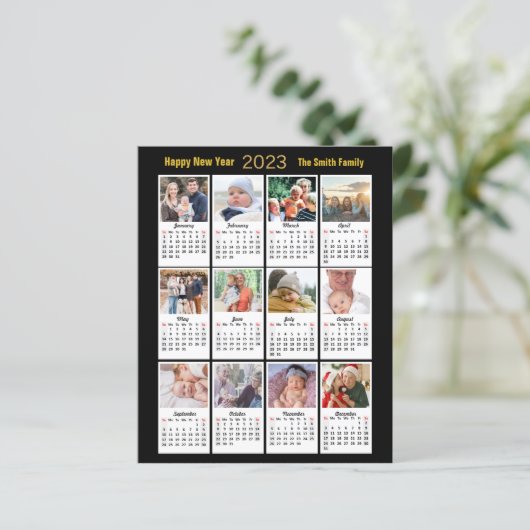 Budget 2023 Calendar Foto Moderne Gold Script Card (Stehend Vorderseite)