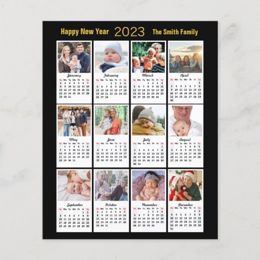 Budget 2023 Calendar Foto Moderne Gold Script Card (Vorderseite)