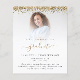 Budget 2023 Grad Foto Gold Glitzer Einladung