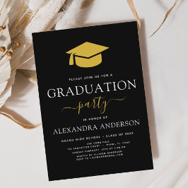 Budget 2023 Graduation Party Black Gold Moderne Flyer