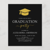 Budget 2023 Graduation Party Black Gold Moderne Flyer (Vorne)