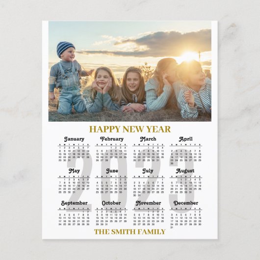 Budget 2023 Kalender Modern Gold Script Foto Card Flyer (Vorne)