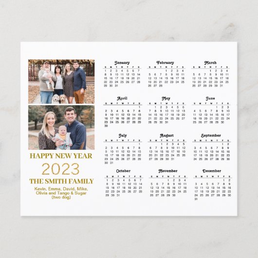 Budget 2023 Moderne Gold Script Foto Calendar Card (Vorderseite)
