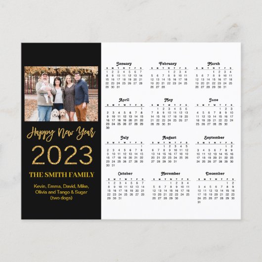 Budget 2023 Moderne Gold Script Foto Calendar Card (Vorderseite)