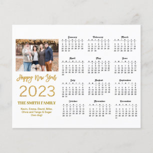 Budget 2023 Moderne Gold Script Foto Calendar Card Flyer