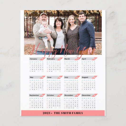 Budget 2023 Rose Gold Kalender Moderne Fotokarte Flyer (Vorne)