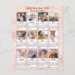 Budget 2023 Rose Gold Moderne Foto Kalender Karte