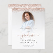 Budget 2024 Grad Foto Rose Gold Glitzer Ankündigun (Vorne/Hinten)