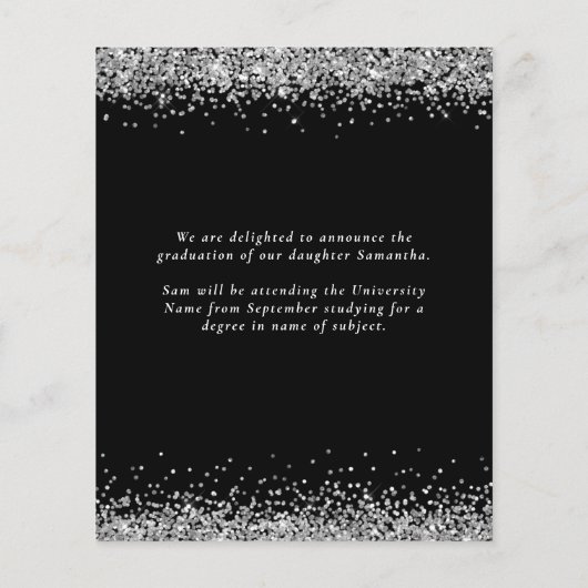 Budget 2024 Grad Silver Glitzer Black Ankündigung (Rückseite)