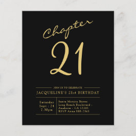 Budget 21. Geburtstag Einladung Black Gold Flyer