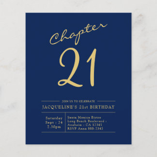 Budget 21. Geburtstag Einladung Navy Blue Flyer