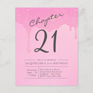 Budget 21. Geburtstag Pink Graue Einladung Flyer