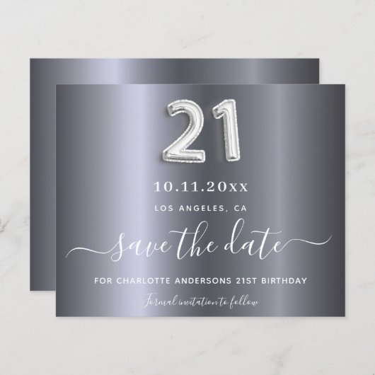 Budget 21. Geburtstag Save the Date (Vorne/Hinten)