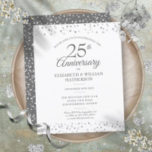 Budget 25 Jahre Jubiläum Silver Hearts Einladung