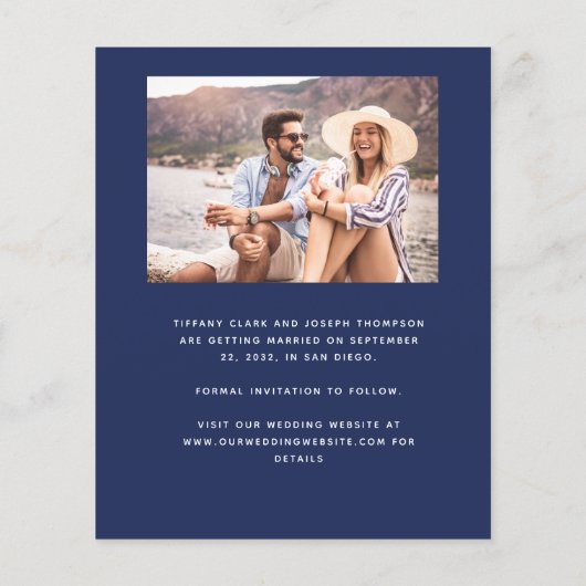 Budget 2-Foto Arch Navy Blau Save the Date (Rückseite)