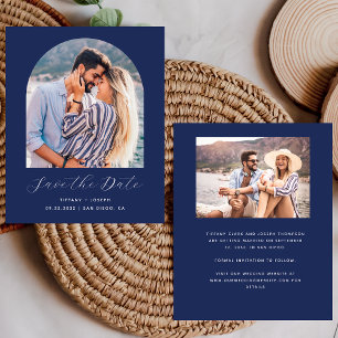 Budget 2-Foto Arch Navy Blau Save the Date