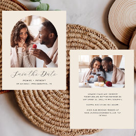 Budget 2-Foto Boho Arch Beige Save the Date