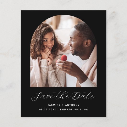 Budget 2-Foto Boho Arch Black Save the Date (Vorderseite)