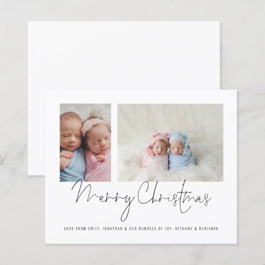 Budget 2 Foto Collage Baby Twins Erste Weihnachten (Vorne/Hinten)