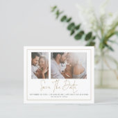 Budget 2 Foto Gold Border Wedding Save the Date (Stehend Vorderseite)